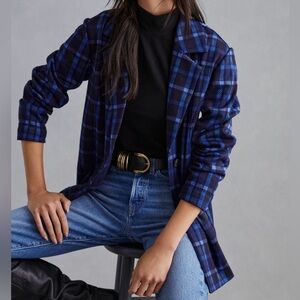 Long line plaid blazer